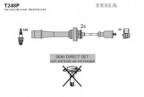Кабель зажигания, к-кт Mazda 99- 1,8;1,9;2,0 TESLA T248P