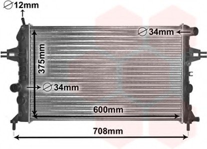 Радиатор охлаждения ASTRAG/ZAFIRA 14/16MT +AC Van Wezel 37002296