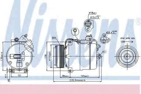Компрессор B10(E39)3.2 i(+)[OE 6452.8.362.414] NISSENS 89034