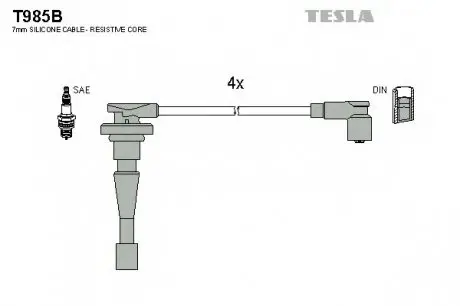 Кабель зажигания, к-кт Honda CR-V 1.2.0 16V TESLA T985B