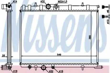 Радиатор CN BERLINGO(02-)1.1 i(+)[OE 1330.74] NISSENS 63502A