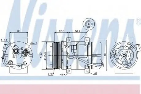 Компрессор VOLVO S60(00-)2.0 T(+)[OE 8602621] NISSENS 89069