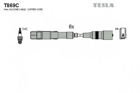 Кабель запалювання к-кт Audi 92-00 2,6 TESLA T869C