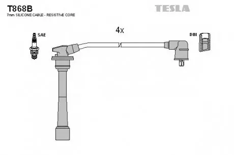 Кабель зажигания, к-кт HY,Kia 96- 1,6;2,0 TESLA T868B