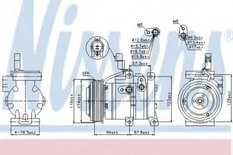 Компрессор кондиционера Accent IV 1.4i 11/10- NISSENS 89533