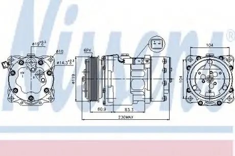 Компрессор PT 307(00-)1.4 HDi(+)[OE 6453JN] NISSENS 89032