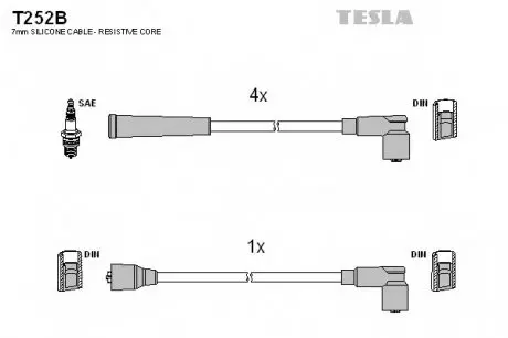 Кабель зажигания, к-кт Mitsubishi 79-00 TESLA T252B