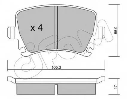 Гальмівні колодки задні Caddy III/Golf V/Audi A4 03- CIFAM 822-553-0