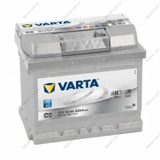 Акумулятор SILVER DYNAMIC 52Ah, EN 520, правий "+" 207x175x175 (ДхШхВ) | 6СТ-52 АзЕ (C6) VARTA 552 401 052