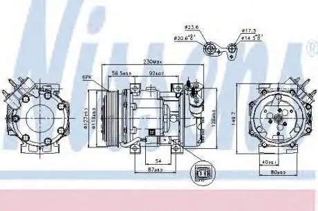 Компрессор PT 306(97-)1.8 D(+)[OE 6453.NK] NISSENS 89076