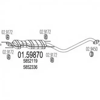 Середня частина вихлопної системи (Резонатор) MTS 01.59870