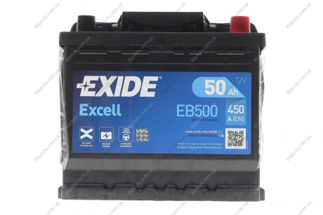 Аккумулятор 50Ah-12v EXCELL(207х175х190),R,EN450 EXIDE EB500