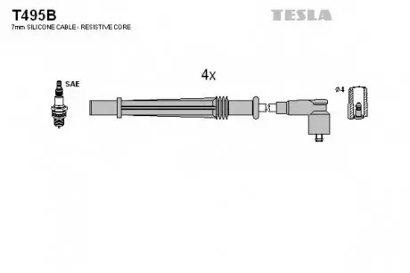 Кабель зажигания, к-кт Renault,Dacia TESLA T495B