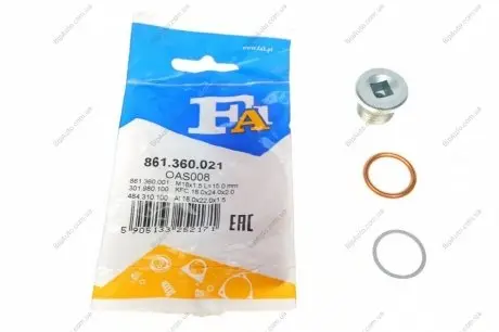 Пробка поддона масляного M18x1.5 L=15 (Fischer) Fischer Automotive One (FA1) 861.360.021 (фото 1)