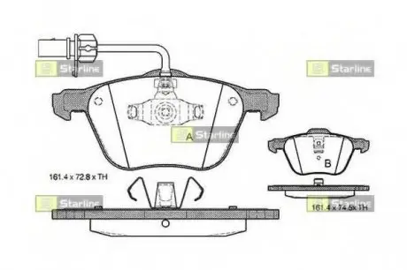 Колодки тормозные дисковые, к-кт. STARLINE BD S312