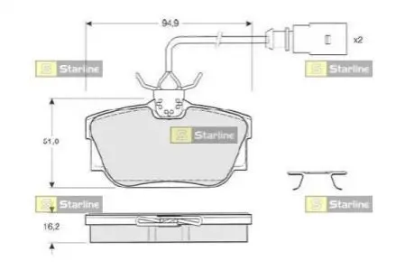 Колодки тормозные дисковые, к-кт. STARLINE BD S207