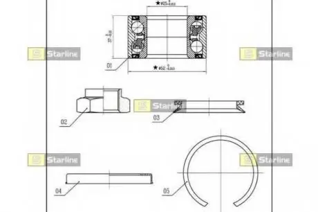 Подшипник ступицы колеса, к-кт. STARLINE LO 03556
