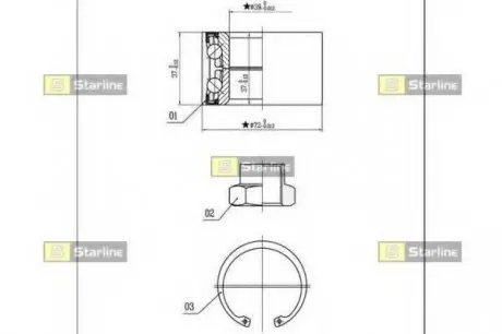 Подшипник ступицы колеса, к-кт. STARLINE LO 01432