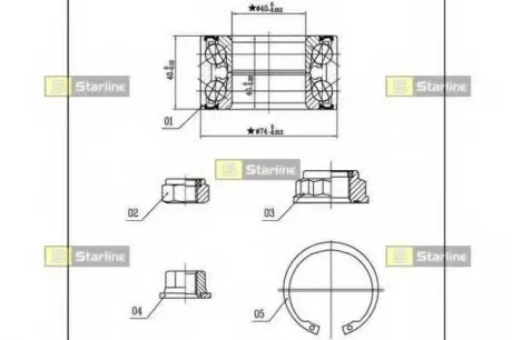 Подшипник ступицы колеса, к-кт. STARLINE LO 03455
