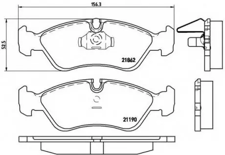 Тормозные колодки дисковые, к-кт. BREMBO P59 017