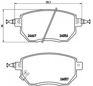 Тормозные колодки дисковые, к-кт. BREMBO P56 051