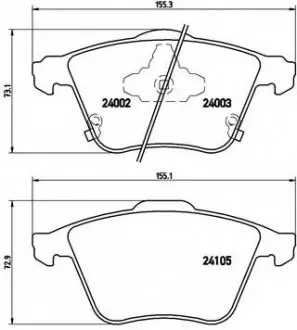 Тормозные колодки дисковые, к-кт. BREMBO P49 038
