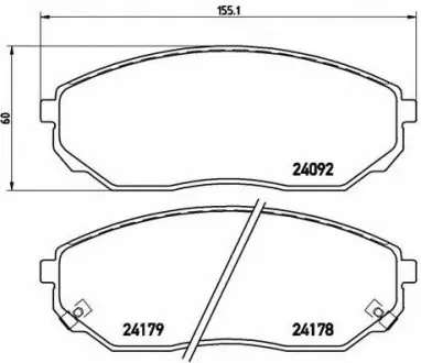 Тормозные колодки дисковые, к-кт. BREMBO P30 019
