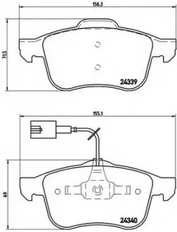 Тормозные колодки дисковые, к-кт. BREMBO P23 103