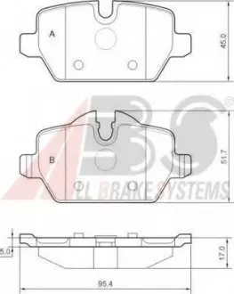 Колодка торм. BMW 116i/118i задн. (ABS) A.B.S. 37435