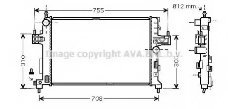 Радіатор охолодження двигуна CORSAC 13/7CDTi MT/AT 03- (Ava) AVA COOLING OLA 2380