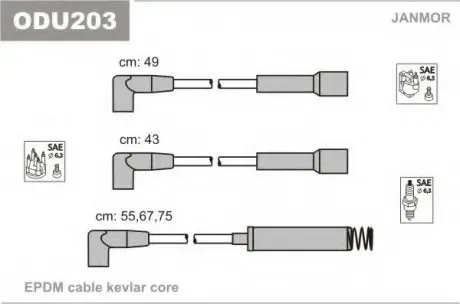Провід запалювання (EPDM) OPEL Janmor ODU203