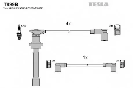 Кабель зажигания, к-кт TESLA T999B