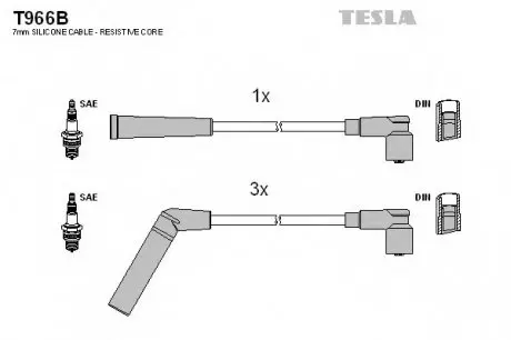 Кабель запалювання, к-кт TESLA T966B