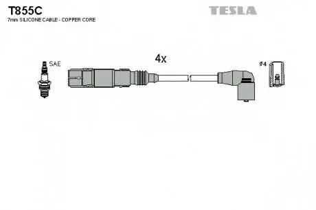 Кабель зажигания, к-кт TESLA T855C