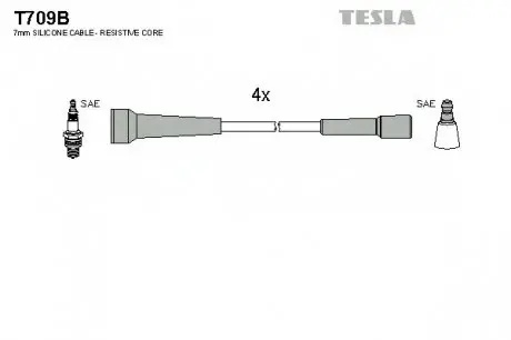 Кабель зажигания, к-кт TESLA T709B