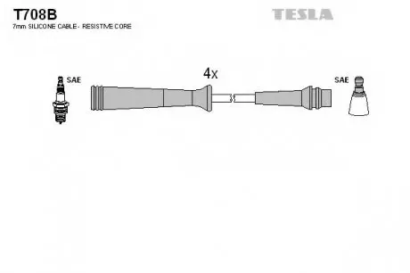 Кабель зажигания, к-кт TESLA T708B