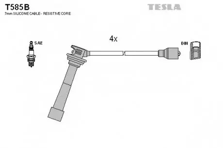Кабель зажигания, к-кт TESLA T585B