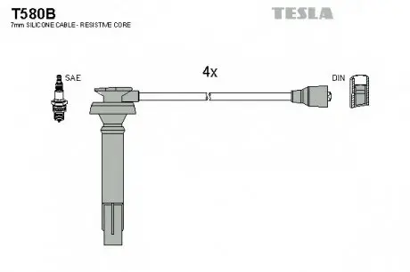 Кабель запалювання, к-кт TESLA T580B