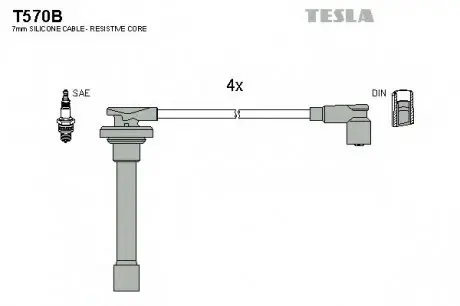 Кабель зажигания, к-кт TESLA T570B