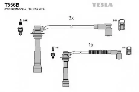 Кабель зажигания, к-кт TESLA T556B