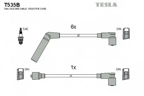 Кабель зажигания, к-кт TESLA T535B