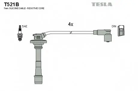 Кабель зажигания, к-кт TESLA T521B