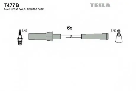 Кабель зажигания, к-кт TESLA T477B