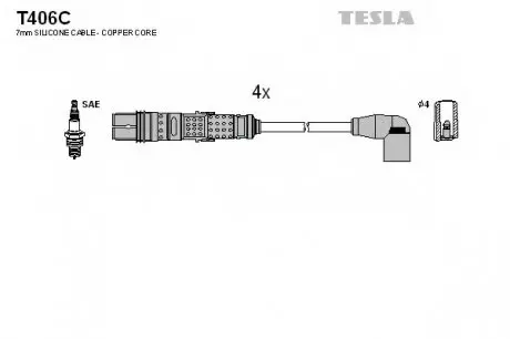 Кабель запалювання, к-кт TESLA T406C