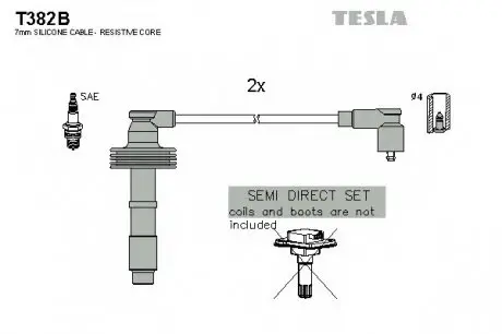 Кабель зажигания, к-кт TESLA T382B