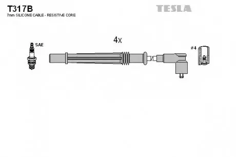 Кабель зажигания, к-кт TESLA T317B