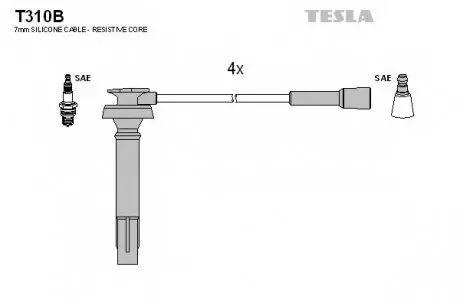 Кабель запалювання, к-кт TESLA T310B