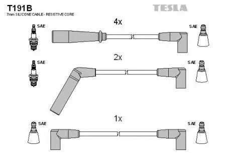 Кабель зажигания, к-кт TESLA T191B