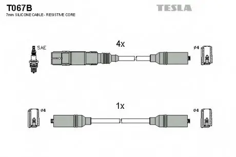 Кабель запалювання, к-кт TESLA T067B