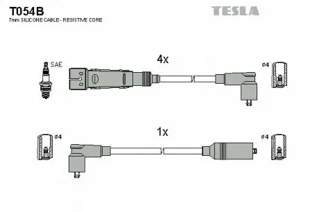 Кабель зажигания, к-кт TESLA T054B